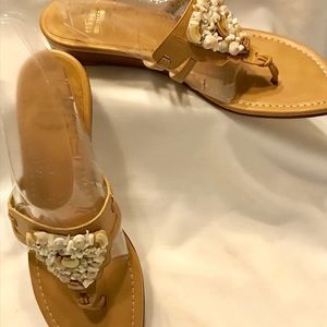 Original Stuart Weitzman flat sandals, size 8, embellished with shells on top!